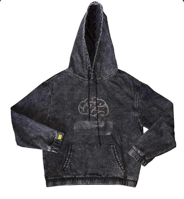 Vintage Wash Black on Black Denim Hoodie