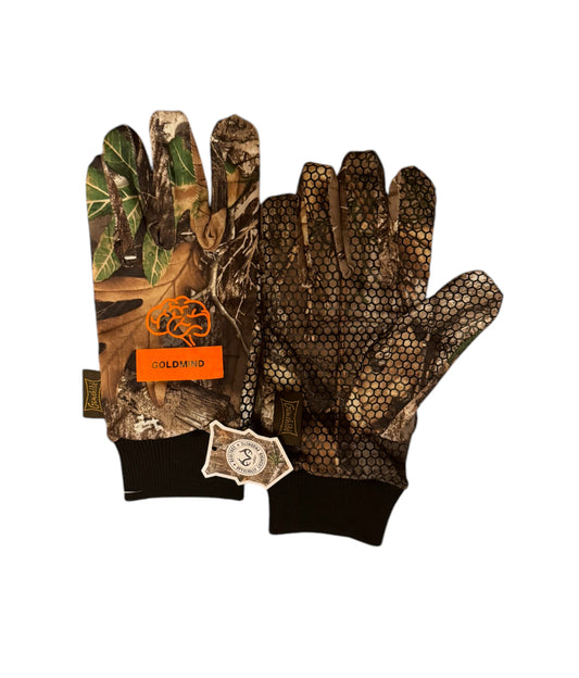 GM Safety Orange on Woods Camo Grip palm Hunting Gloves