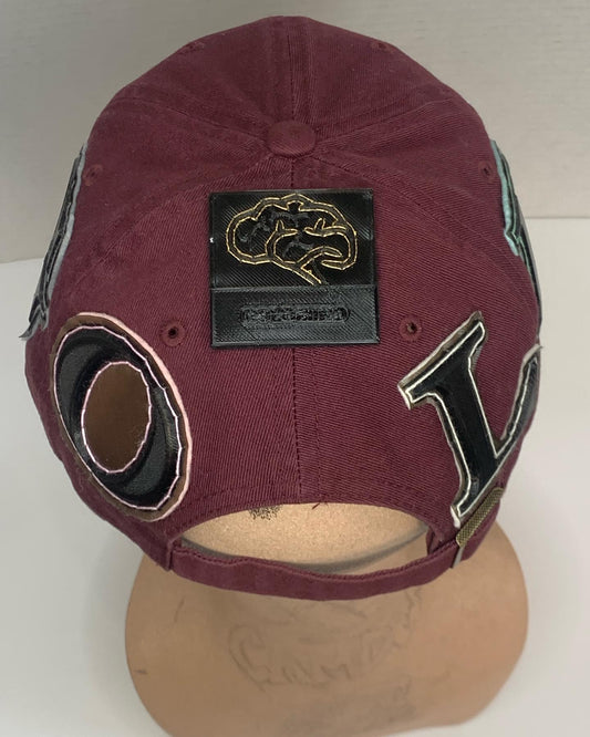 Front in the Back Gold hat in Burgandy